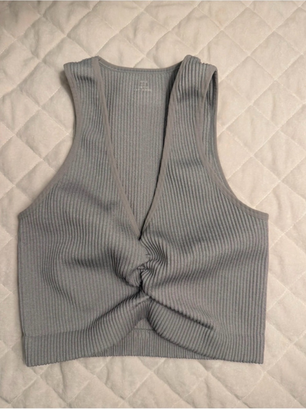 aerie Ribbed Twist-Front Tank Top - Light Blue